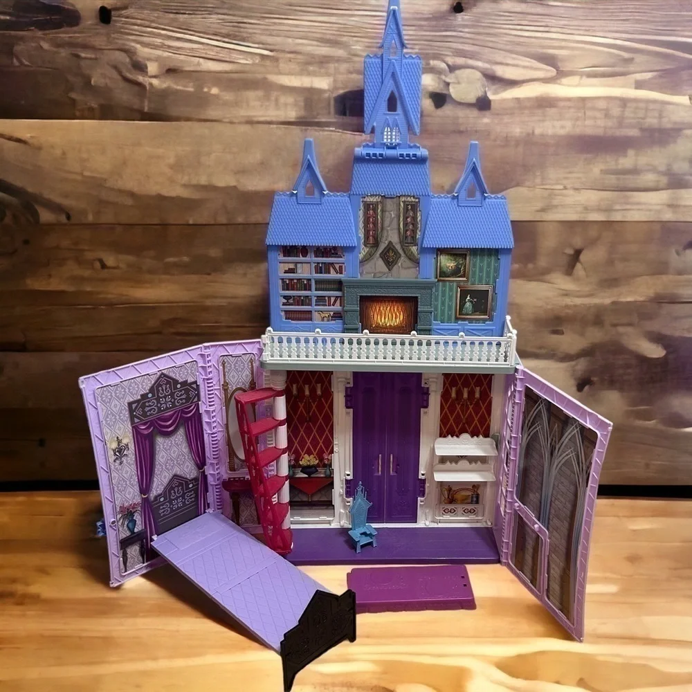 Disney Frozen Fold & Go Arendelle Castle Doll House Kids Toy Elsa Anna Blue